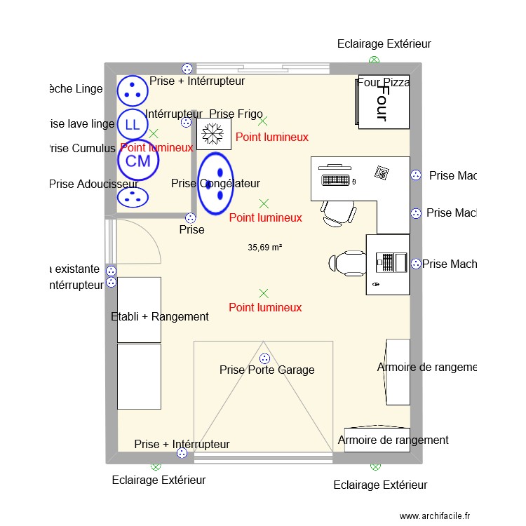 Garage2. Plan de 1 pièce et 36 m2