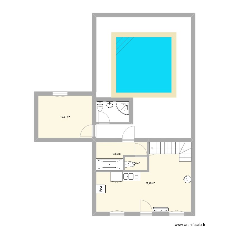 maison. Plan de 4 pièces et 39 m2