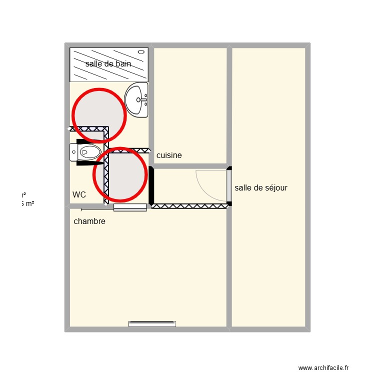 conception et adaptation B solution 2. Plan de 7 pièces et 30 m2