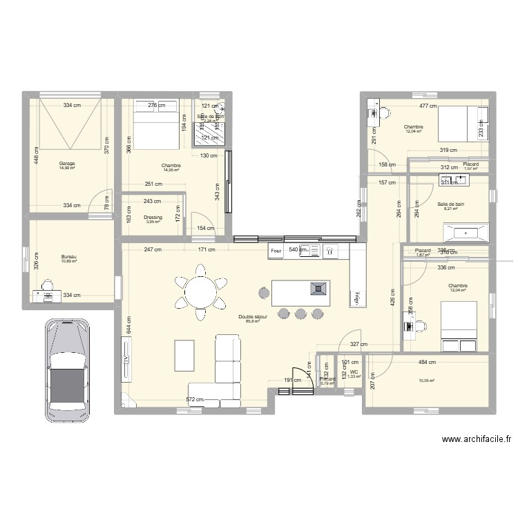 Projet maison. Plan de 14 pièces et 161 m2