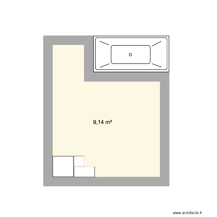 salle de bain 45x45. Plan de 1 pièce et 9 m2