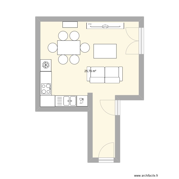 Séjour St Romain - Test. Plan de 1 pièce et 26 m2