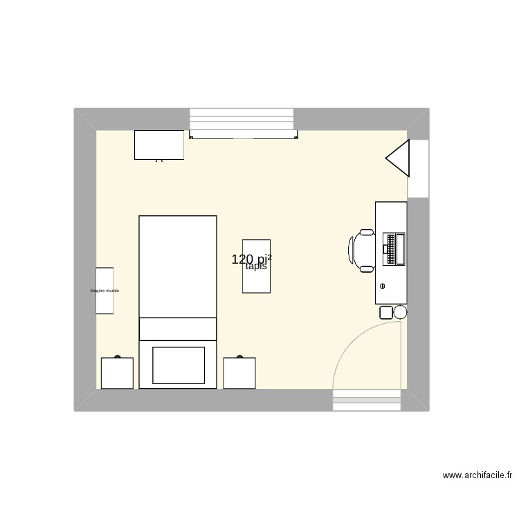 chambre 2. Plan de 1 pièce et 11 m2