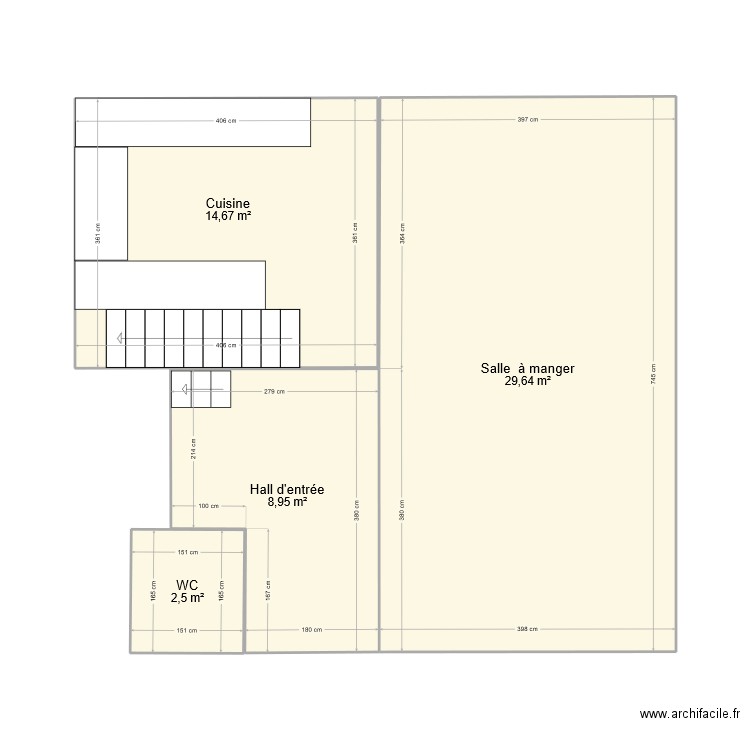 Maison. Plan de 4 pièces et 56 m2