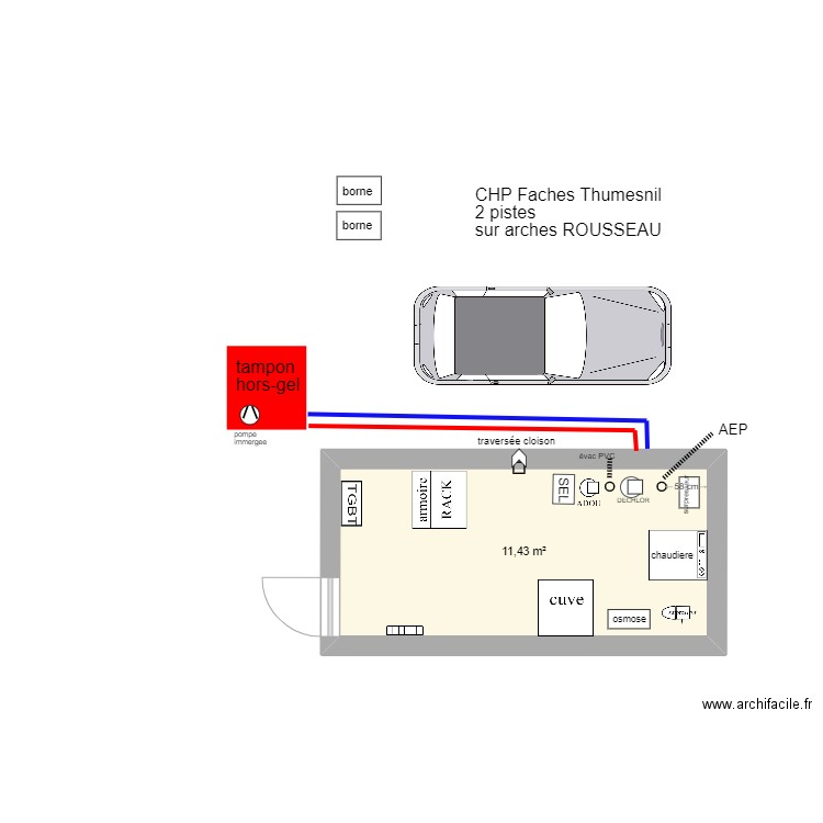 total faches thumesnil 59. Plan de 1 pièce et 11 m2