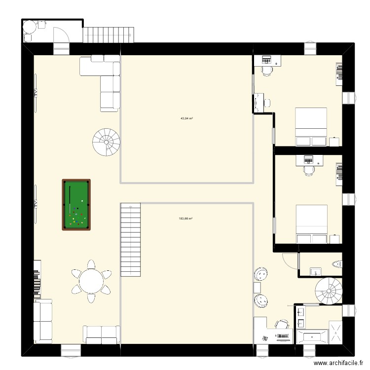 1er Maison Familliale. Plan de 2 pièces et 228 m2