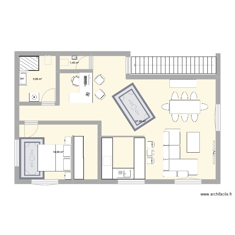 plan appart. Plan de 4 pièces et 74 m2