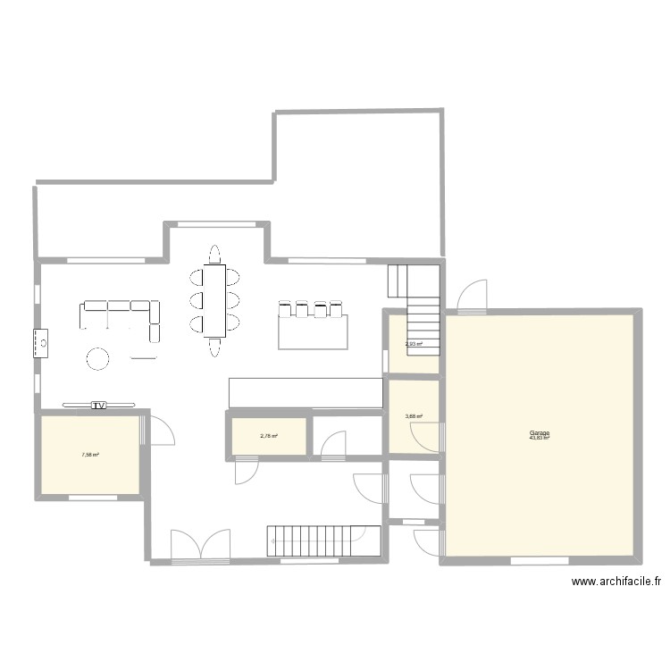 maison 3. Plan de 5 pièces et 61 m2