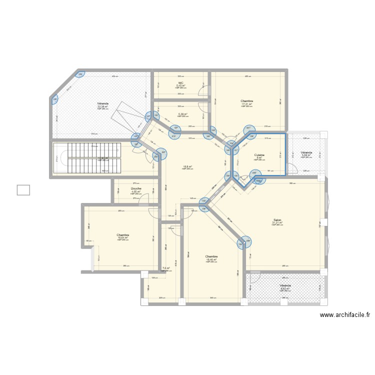 plan étage Nestor. Plan de 14 pièces et 183 m2