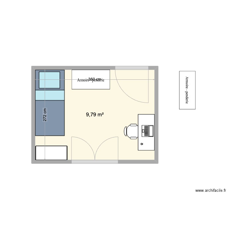 chambre lenzo. Plan de 1 pièce et 10 m2