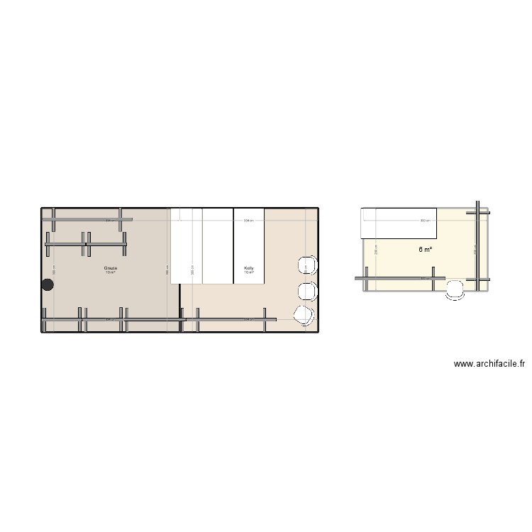 stand Vesti'bulle. Plan de 3 pièces et 26 m2