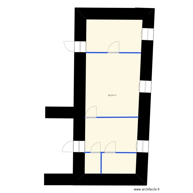 Le Mazel. Plan de 1 pièce et 46 m2