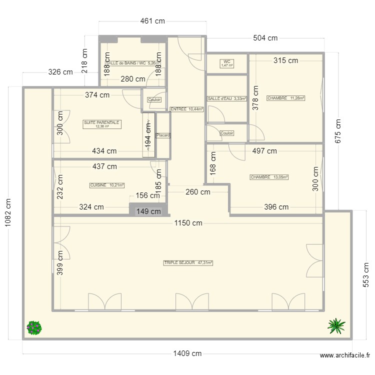 simantov. Plan de 16 pièces et 122 m2