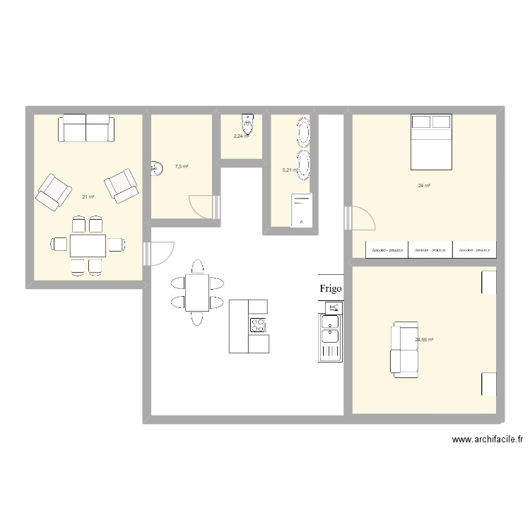 plan maison . Plan de 6 pièces et 85 m2