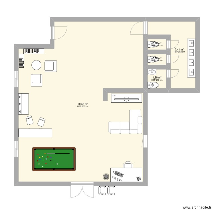 english room. Plan de 5 pièces et 81 m2