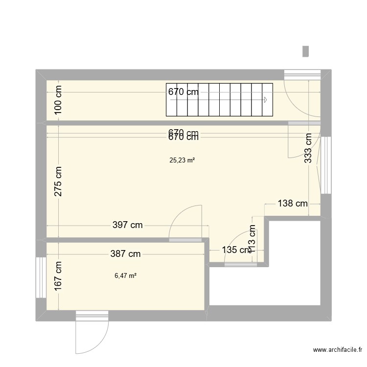 villa gasy. Plan de 2 pièces et 32 m2