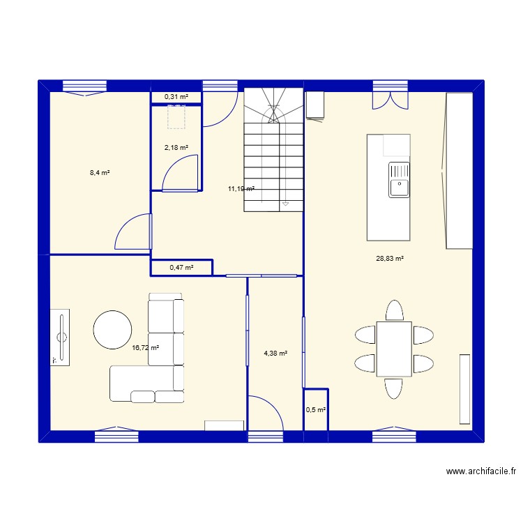 FOLLIARD. Plan de 9 pièces et 73 m2