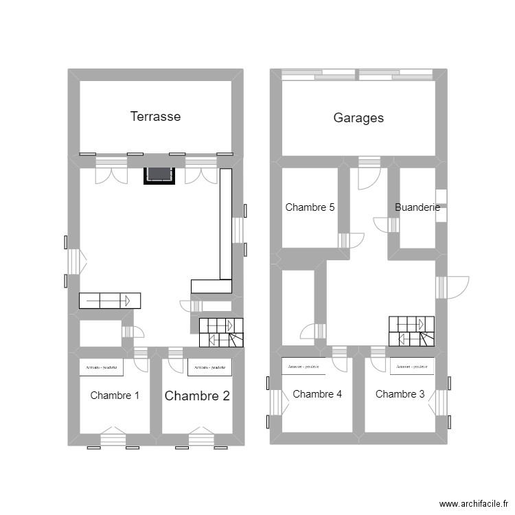 Maison bassin. Plan de 12 pièces et 13 m2