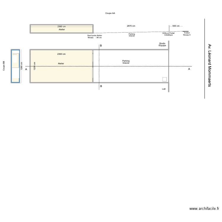 4 AV L. Mommaerts - Droit - v2. Plan de 3 pièces et 394 m2