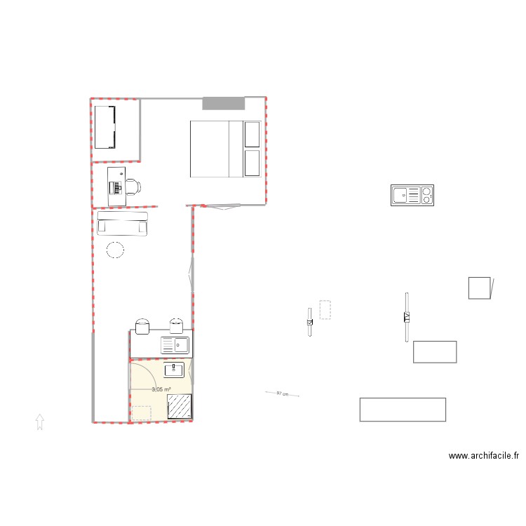 PALESTINE 2. Plan de 1 pièce et 3 m2