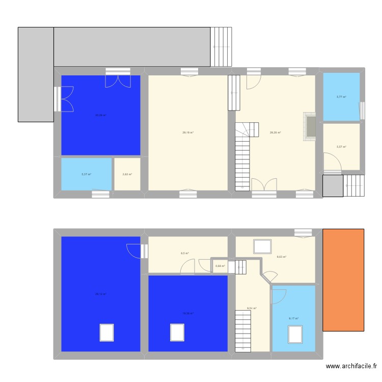 Certelle. Plan de 14 pièces et 184 m2