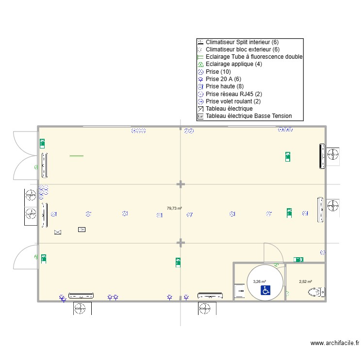 BACAR ALI 6 Modules Magasin. Plan de 3 pièces et 86 m2