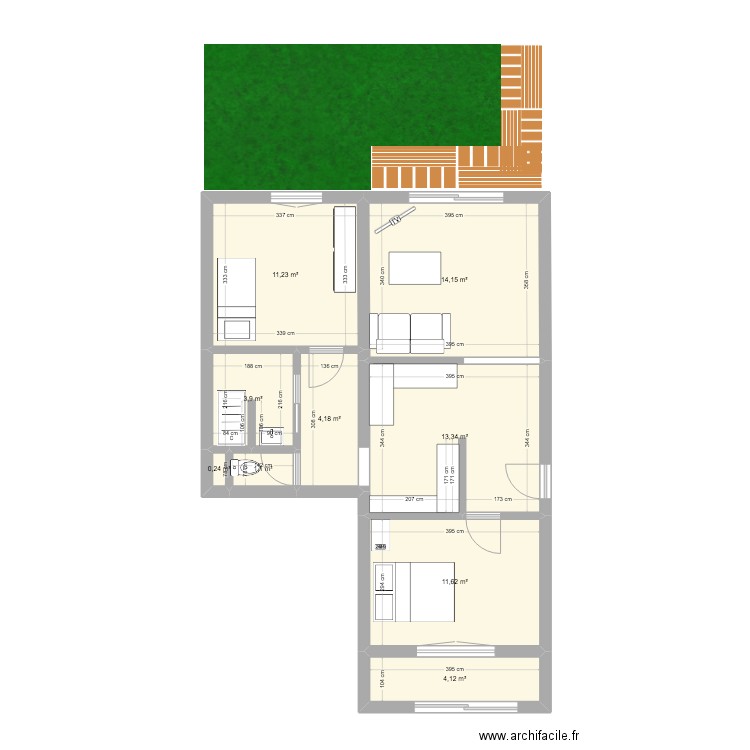 APPARTEMENT ANGLET OCEANE. Plan de 9 pièces et 64 m2