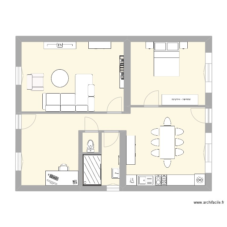 Maman. Plan de 5 pièces et 74 m2