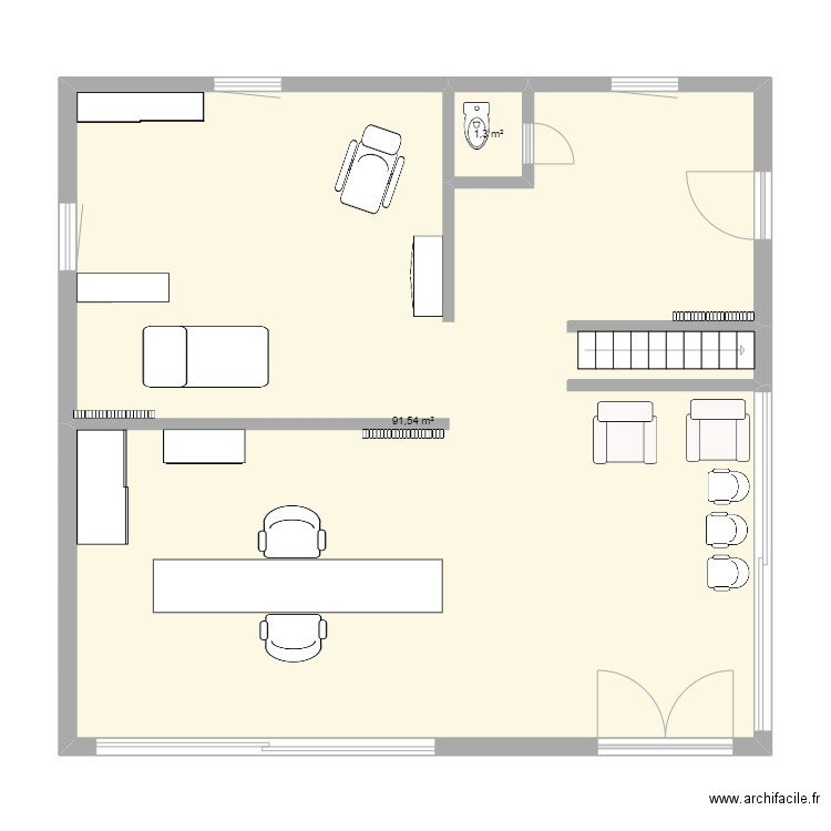 INSTITUT. Plan de 2 pièces et 93 m2