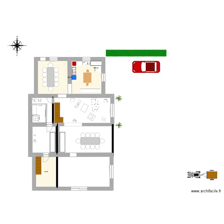 Plan_Rdc. Plan de 2 pièces et 57 m2