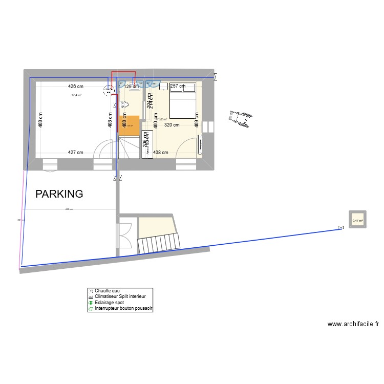 GR MAISON HAUT - HYDRO - 01-25. Plan de 4 pièces et 37 m2