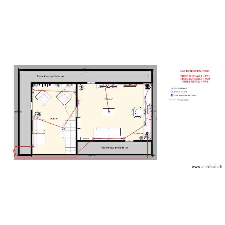 festigny 2 étage PRISE ELECTROMÉNAGER. Plan de 10 pièces et 63 m2