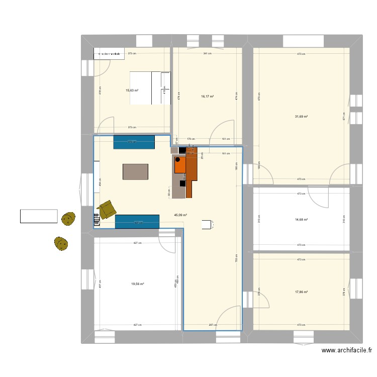 Chalet - Projet Cheminee. Plan de 7 pièces et 161 m2