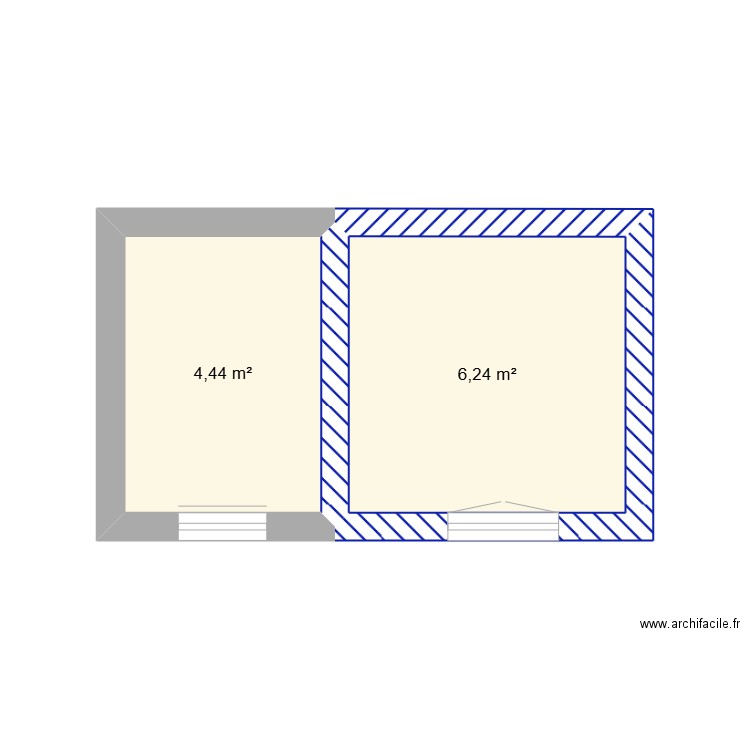 Cabanon. Plan de 2 pièces et 11 m2