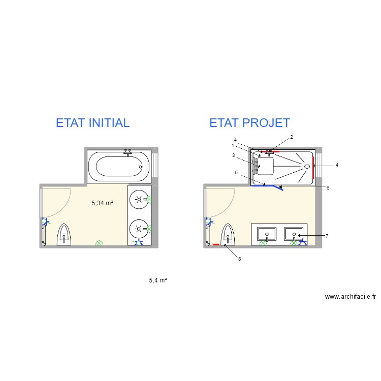 PETITJEAN. Plan de 2 pièces et 11 m2