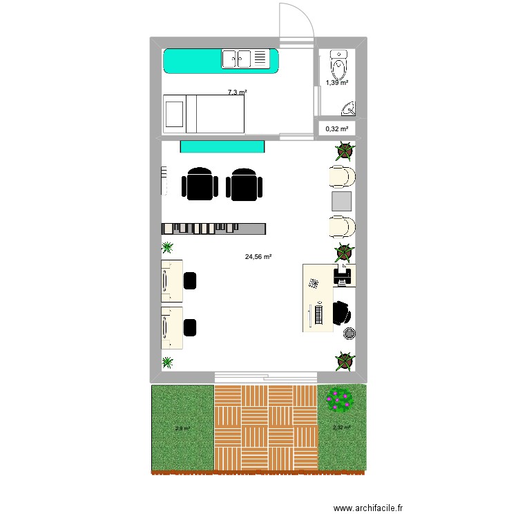 local2. Plan de 4 pièces et 34 m2