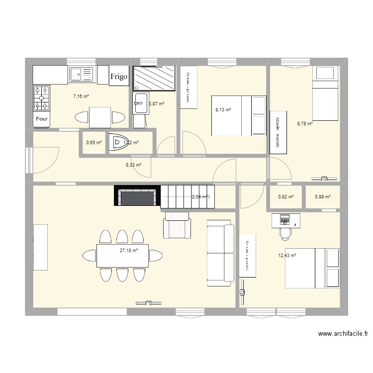 13 Alouettes. Plan de 12 pièces et 84 m2