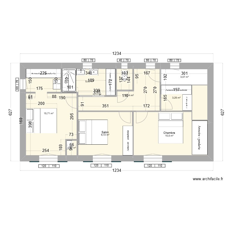 BANDOL Etage Fenetres. Plan de 10 pièces et 60 m2