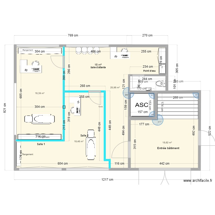 Cabinet - Nyon RDC essai. Plan de 4 pièces et 81 m2