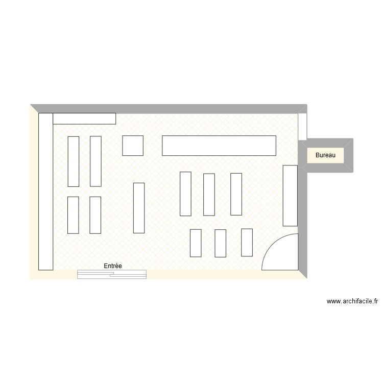 Pharmacie. Plan de 2 pièces et 35 m2