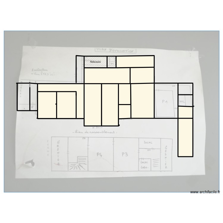 Evacuation Thuillies 1. Plan de 9 pièces et 447 m2