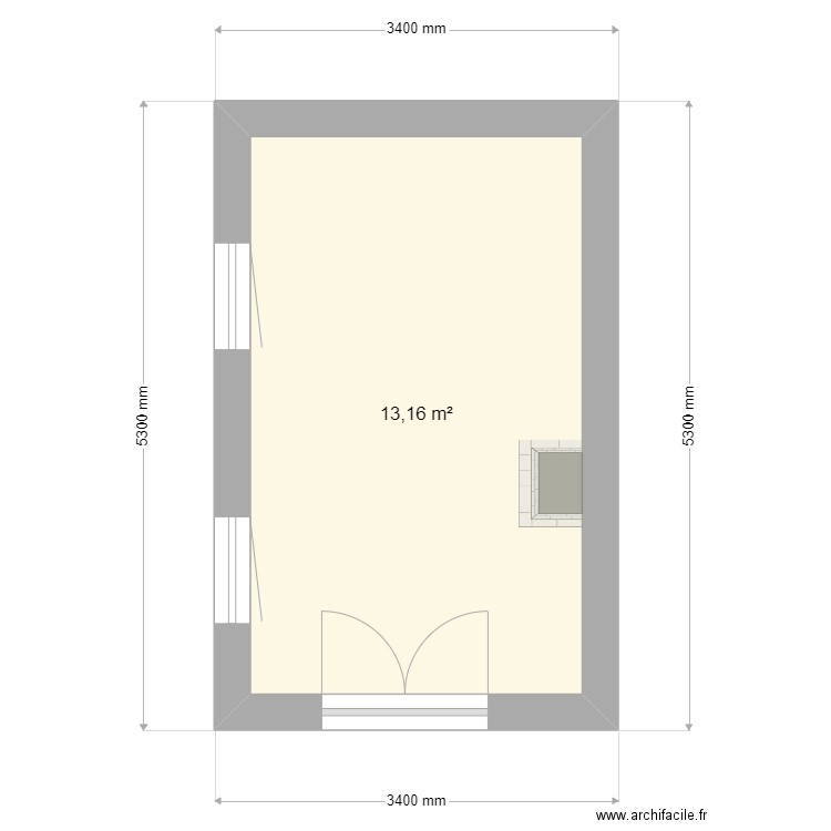 Kulna. Plan de 1 pièce et 13 m2