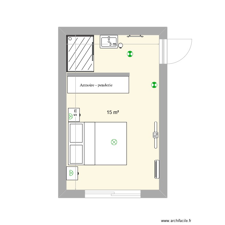 charle. Plan de 1 pièce et 15 m2