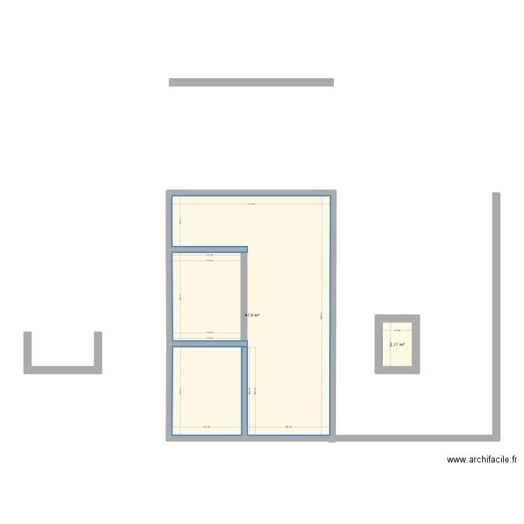 Maison Actuelle. Plan de 2 pièces et 50 m2