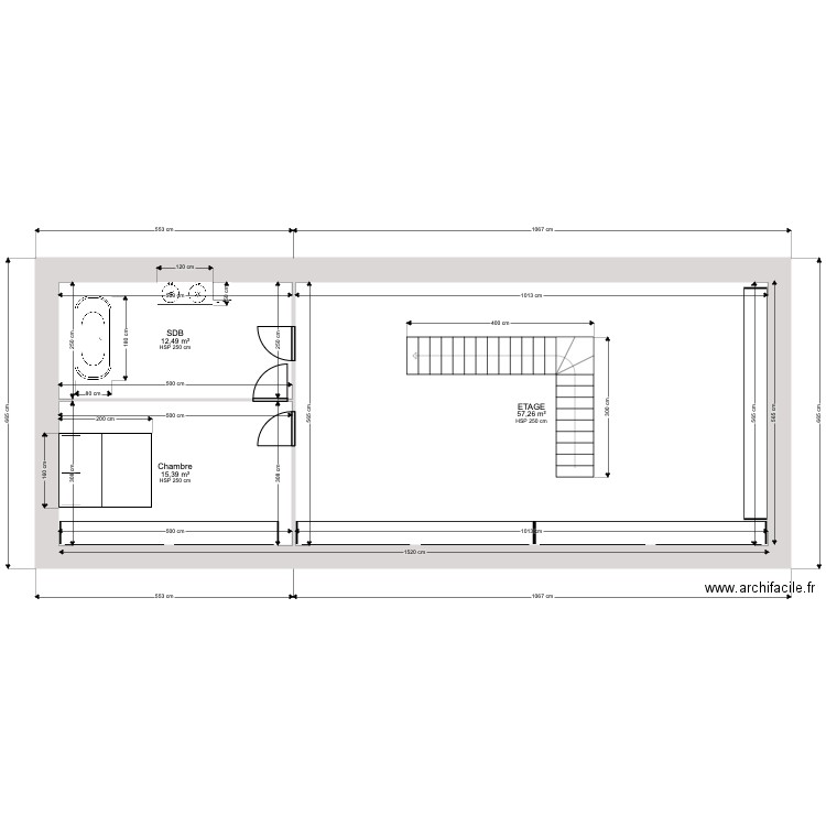 Plan Eric v3. Plan de 3 pièces et 85 m2