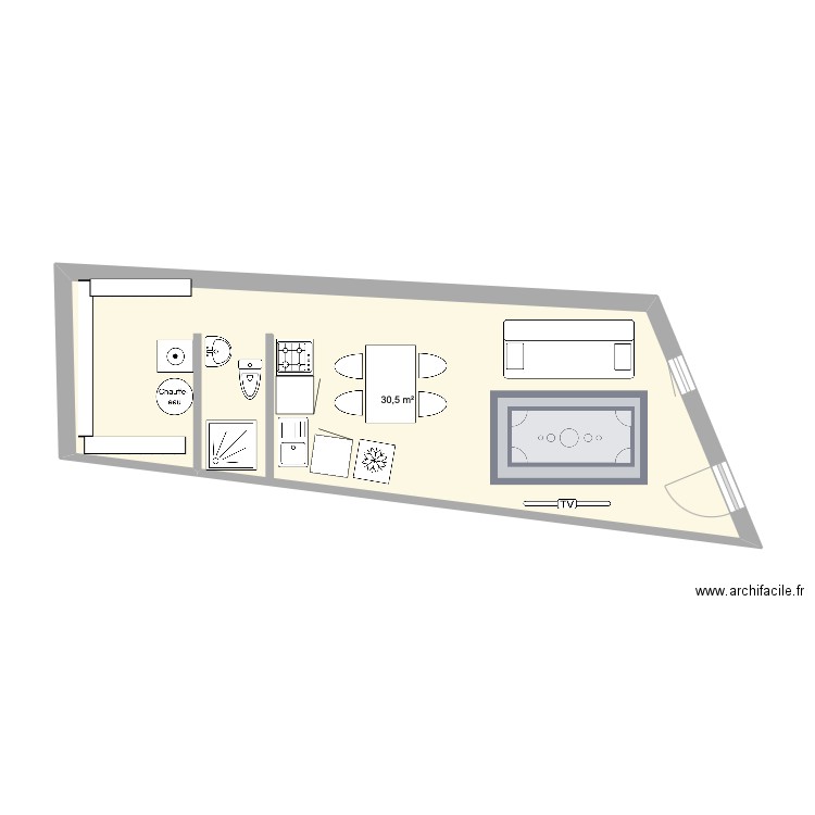 Mini maison. Plan de 1 pièce et 31 m2