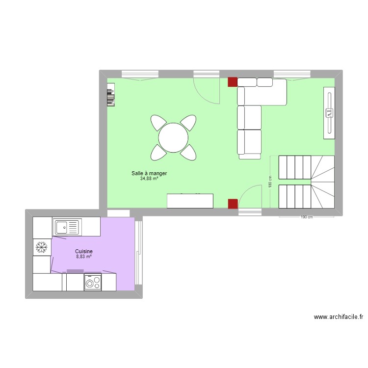 Maison #2. Plan de 2 pièces et 44 m2