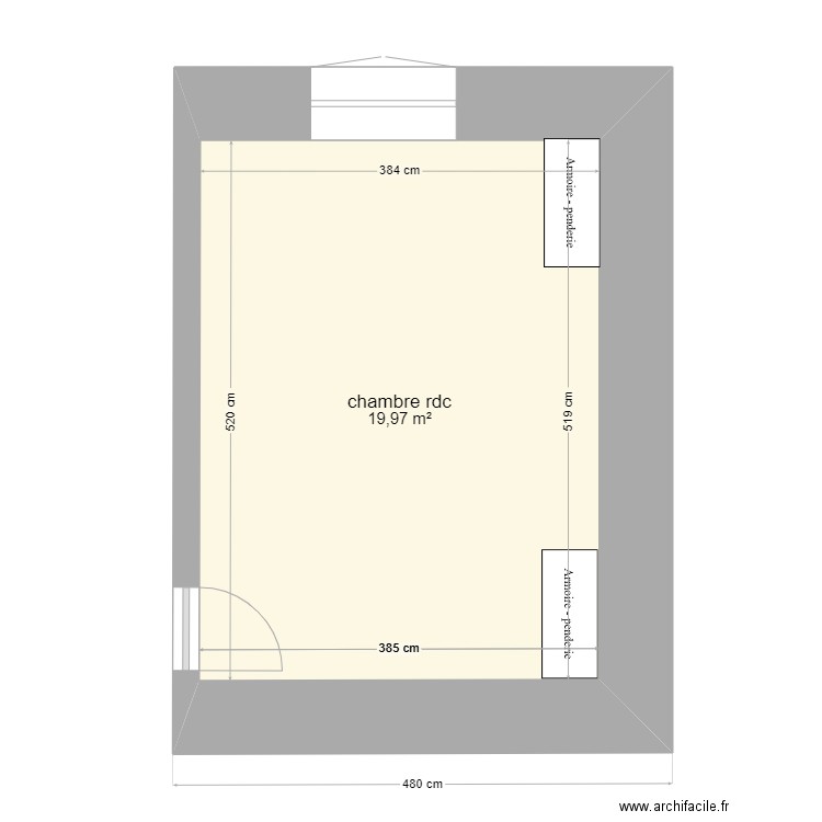 Thibaudiere chambre. Plan de 1 pièce et 20 m2