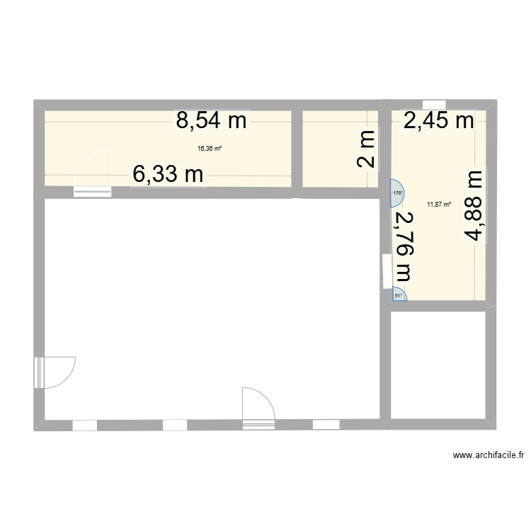 Maison BONDIEUSE. Plan de 2 pièces et 28 m2