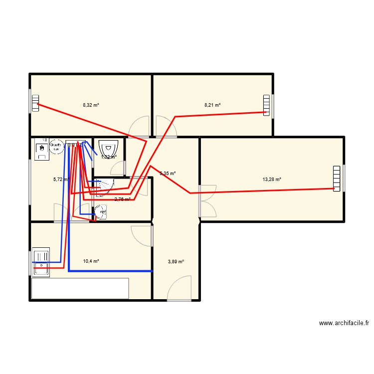 maison bch2. Plan de 9 pièces et 59 m2